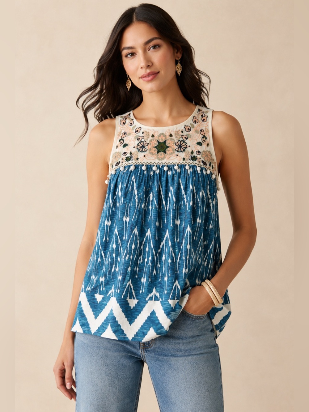Anthropologie Floreat Cascata Embroidered Tunic SZ M
